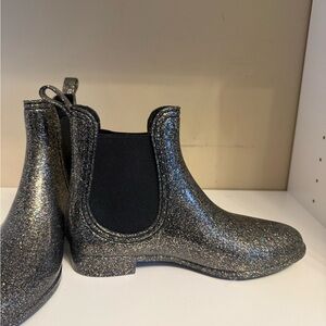 Report Silver Glitter Rain Boots